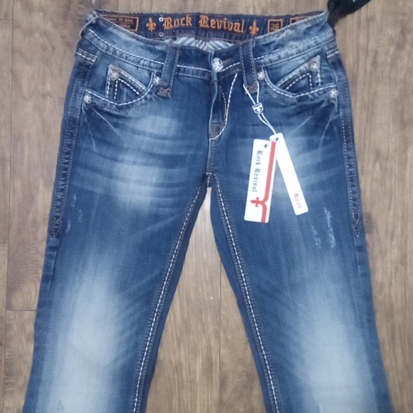 Rock Revival Women's 26 Bootcut Jeans Blair Embroidered Distressed NWT - Picture 5 of 11